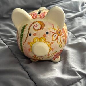 Colleen Karis Floral Piggy Bank - Cream and Multicolor